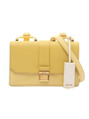 Miu Miu Shoulder Bag Madras Yellow White Leather